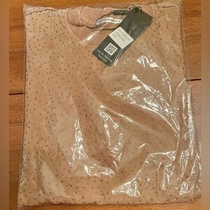 Embellished Camel Color Shirt Gold Stud Detail